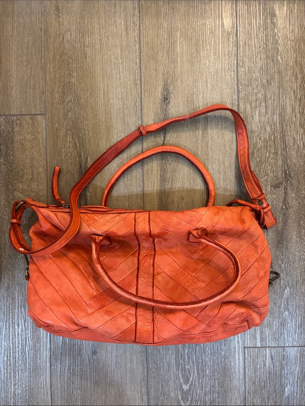 Lucky Brand Orange Woven Leather Shoulder Bag